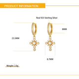 S925 Cross Hoop Earrings for Women - Mini Circle Earrings