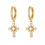 S925 Cross Mini Hoop Earrings for Women Circle Earrings