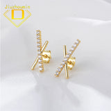 S925 Sterling Silver Zircon Stud Earrings Geometric Cross X Eardrop