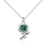 S925 Silver Green Moissanite Sunflower Necklace 0.5ct Diamond Pendant