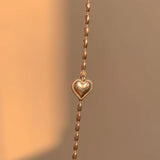S925 Sterling Silver Heart Necklace Beaded Chain High Everyday Jewelry