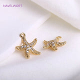 Seahorse Starfish Charm 14K Plated Zircon Ocean Style Pendant