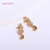 Seahorse Starfish Charm 14K Plated Zircon Ocean Style Pendant