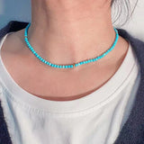Semi-Precious Stone Beaded Choker Necklace 18K Plated Natural Stone Strand