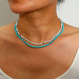 Semi-Precious Stone Beaded Choker Necklace 18K Plated Natural Stone Strand