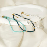 Semi-Precious Stone Beaded Choker Necklace 18K Plated Natural Stone Strand