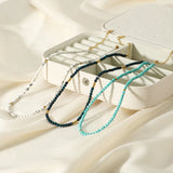 Semi-Precious Stone Beaded Choker Necklace 18K Plated Natural Stone Strand