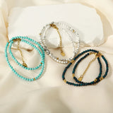 Semi-Precious Stone Beaded Choker Necklace 18K Plated Natural Stone Strand