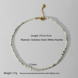 Semi-Precious Stone Beaded Choker Necklace 18K Plated Natural Stone Strand
