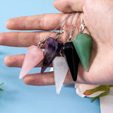 Hexagonal Cone Pendulum Quartz Gem Amulet