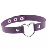 Punk Gothic Leather Heart Studded Choker Necklace Vintage Charm Collar