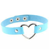 Punk Gothic Leather Heart Studded Choker Necklace Vintage Charm Collar