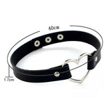 Punk Gothic Leather Heart Studded Choker Necklace Vintage Charm Collar