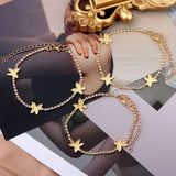 Shining Butterfly Crystal Tennis Anklet for Women