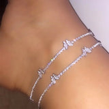 Shining Butterfly Crystal Tennis Anklet for Women
