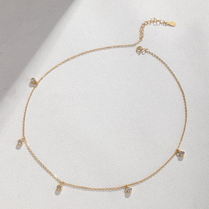 Zircon Pendant Necklace 925 Sterling Silver Tassel Choker Necklace Women