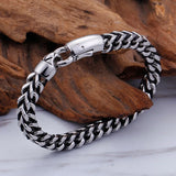 Stainless Steel Man Bracelet 8MM Wide Wrap Leather Strap Bracelets For Men