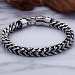 Stainless Steel Man Bracelet 8MM Wide Wrap Leather Strap Bracelets For Men