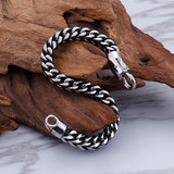 Stainless Steel Man Bracelet 8MM Wide Wrap Leather Strap Bracelets For Men