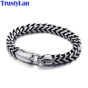 Stainless Steel Man Bracelet 8MM Wide Wrap Leather Strap Bracelets For Men