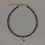Beaded Necklace Moon Pendant Choker Women Multicolor