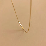 Sideways Cross Necklace 925 Sterling Silver Religious Choker Gift Faith