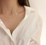 Sideways Cross Necklace 925 Sterling Silver Religious Choker Gift Faith