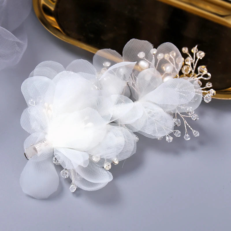 Silver Crystal Flower Hair Clips Hairpin Bridal Wedding Accessories