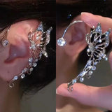 Crystal Wing Butterfly Ear Clip Ear Cuff Rhinestone Earrings