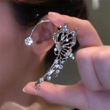 Crystal Wing Butterfly Ear Clip Ear Cuff Rhinestone Earrings
