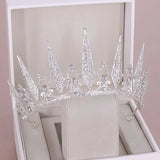 Silver Crystal Rhinestone Crown Tiara Wedding Hair Accessories