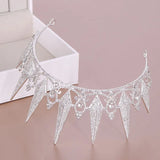 Silver Crystal Rhinestone Crown Tiara Wedding Hair Accessories