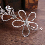 Silver Flower Rhinestone Crystal Headband Wedding Hairpins Bridal Tiara