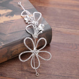 Silver Flower Rhinestone Crystal Headband Wedding Hairpins Bridal Tiara