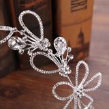 Silver Flower Rhinestone Crystal Headband Wedding Hairpins Bridal Tiara