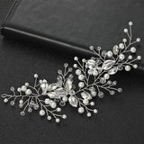 Silver Wedding Hair Accessories Pearls Crystal Headbands Bride Headdress Jewelry