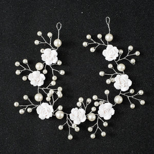 Silver Wedding Hair Accessories Pearls Crystal Headbands Bride Headdress Jewelry