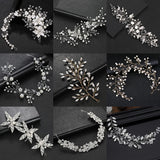Silver Wedding Hair Accessories Pearls Crystal Headbands Bride Headdress Jewelry