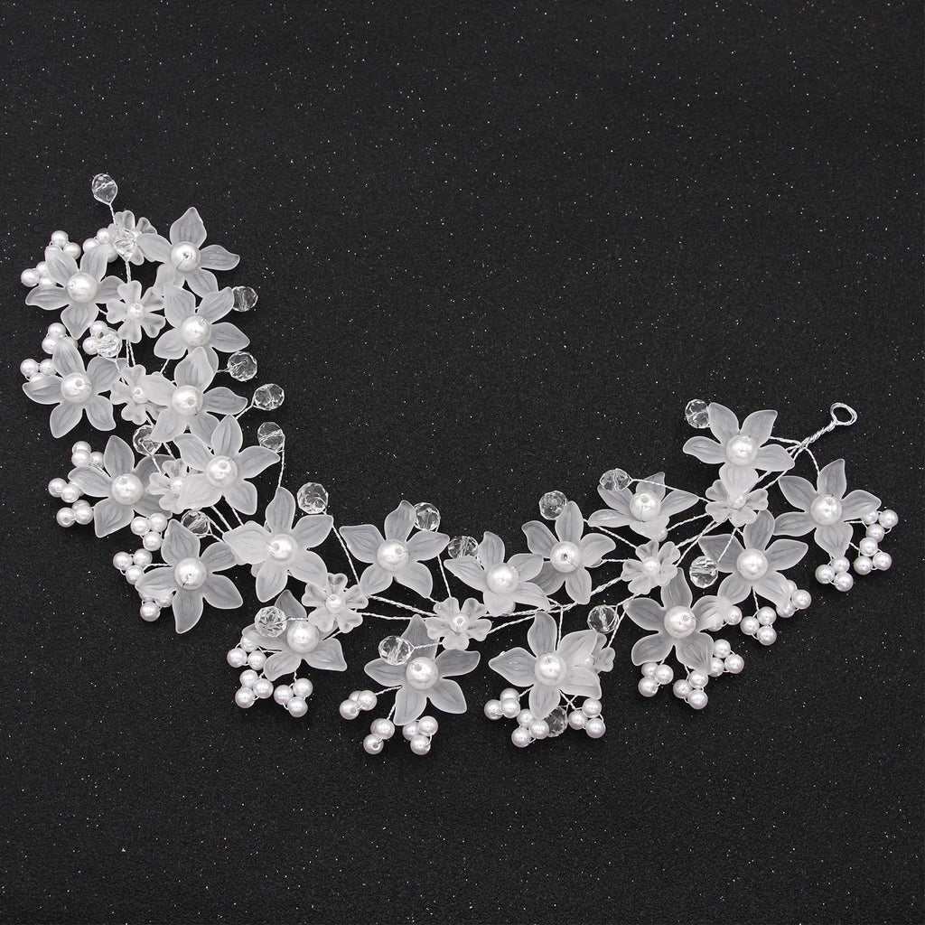 Silver Wedding Hair Accessories Pearls Crystal Headbands Bride Headdress Jewelry