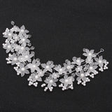Silver Wedding Hair Accessories Pearls Crystal Headbands Bride Headdress Jewelry