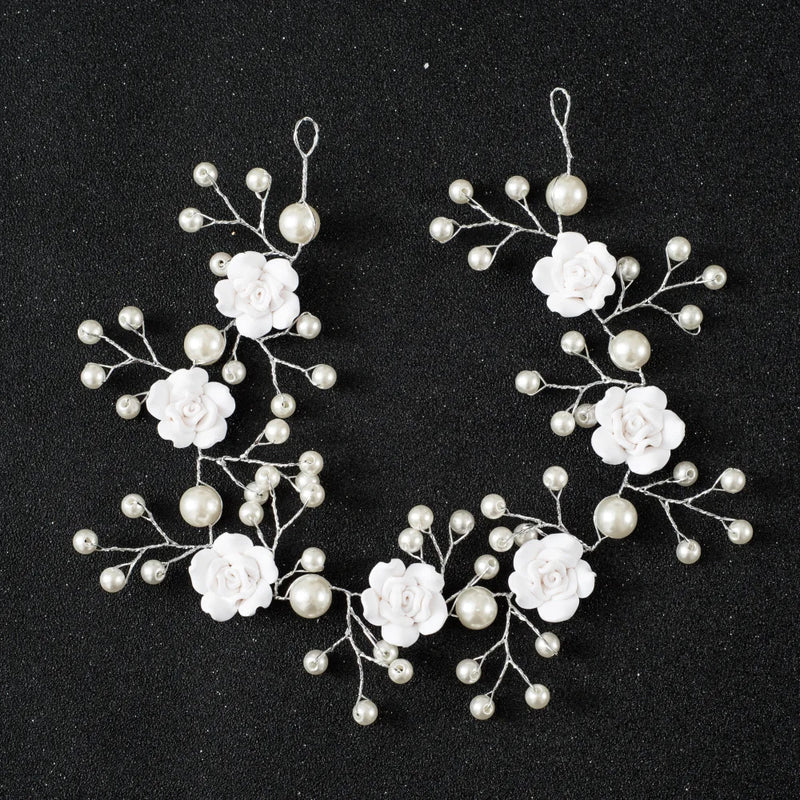 Silver Wedding Hair Accessories Pearls Crystal Headbands Bride Headdress Jewelry