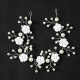 Silver Wedding Hair Accessories Pearls Crystal Headbands Bride Headdress Jewelry