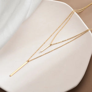 Silver Double Necklace & Pendant Women Clavicle Chain Fine Jewelry