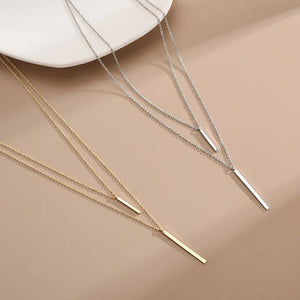 Silver Double Necklace & Pendant Women Clavicle Chain Fine Jewelry