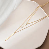 Silver Double Necklace & Pendant Women Clavicle Chain Fine Jewelry