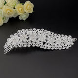 Silver Rhinestone Crystal Hair Combs Wedding Bride Flower Head Accessory