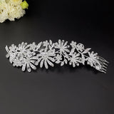 Silver Rhinestone Crystal Hair Combs Wedding Bride Flower Head Accessory