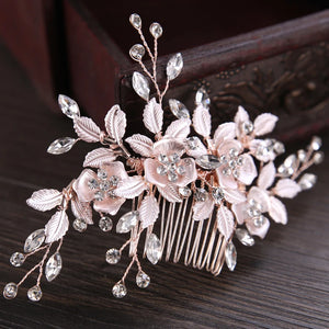Silver Rose Flower Hair Comb Bridal Hair Accessories