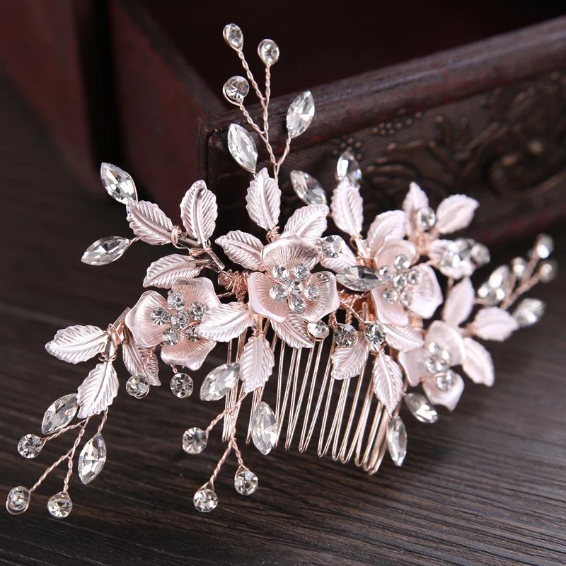Silver Rose Flower Hair Comb Bridal Hair Accessories