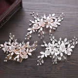 Silver Rose Flower Hair Comb Bridal Hair Accessories